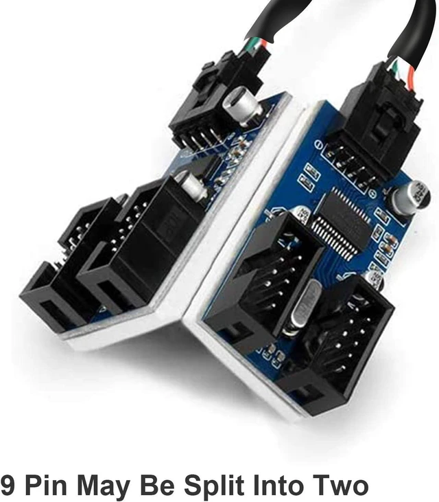 Alt view image 4 of 7 - Internal USB 2.0 Motherboard Header Splitter - 1 to 4 Port 9-Pin Hub, Port Multiplier Extension Adapter, Plug and Play for PC DIY
