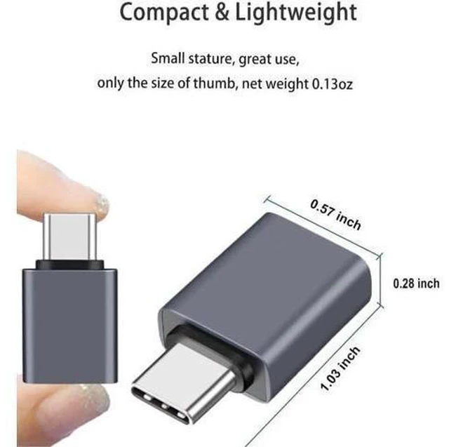 Alt view image 2 of 6 - USB-C Male to USB-A Female Adapter - USB 3.2 Gen 2 OTG Converter, 10Gbps High-Speed Data Sync, for Laptops & Tablets, 3-Pack, Grey