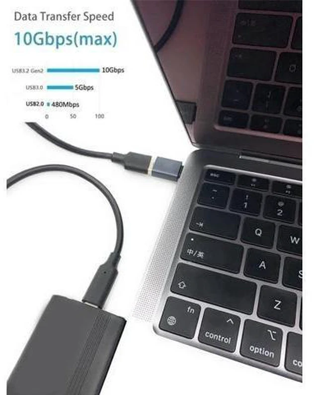 Alt view image 5 of 6 - USB-C Male to USB-A Female Adapter - USB 3.2 Gen 2 OTG Converter, 10Gbps High-Speed Data Sync, for Laptops & Tablets, 3-Pack, Grey