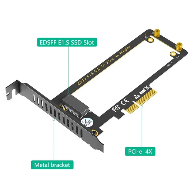 Alt view image 2 of 6 - PCIe x4 to EDSFF E1.S Adapter Card - Enterprise NVMe SSD Converter, Open Carrier Design, Supports 9.5mm/15mm/25mm 1U Short Drives, Gen4 Ready