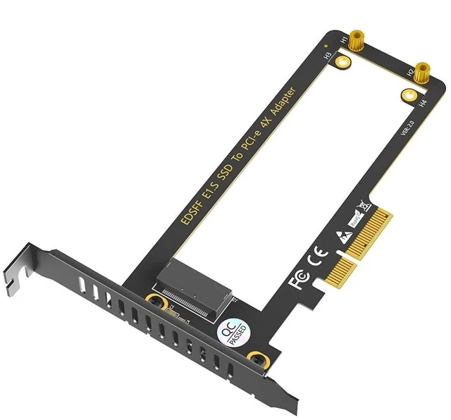 Main image of PCIe x4 to EDSFF E1.S Adapter Card - Enterprise NVMe SSD Converter, Open Carrier Design, Supports 9.5mm/15mm/25mm 1U Short Drives, Gen4 Ready