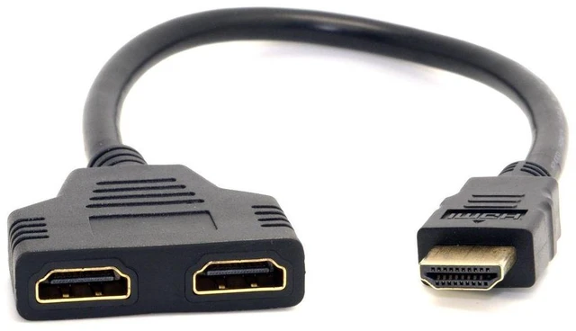 Alt view image 9 of 14 - One HDMI Male to Dual HDMI Female Y Splitter Switch Extension Adapter Cable