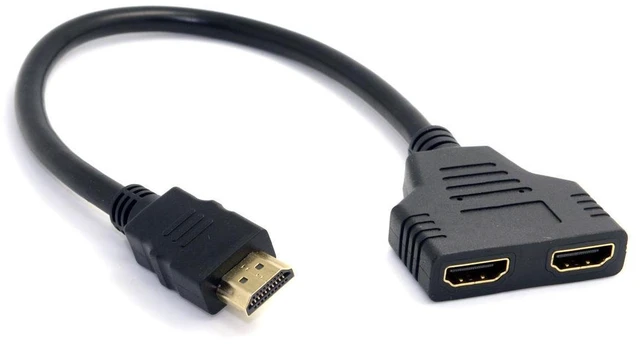 Alt view image 8 of 14 - One HDMI Male to Dual HDMI Female Y Splitter Switch Extension Adapter Cable