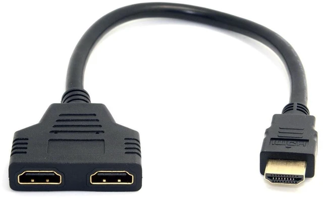 Alt view image 12 of 14 - One HDMI Male to Dual HDMI Female Y Splitter Switch Extension Adapter Cable