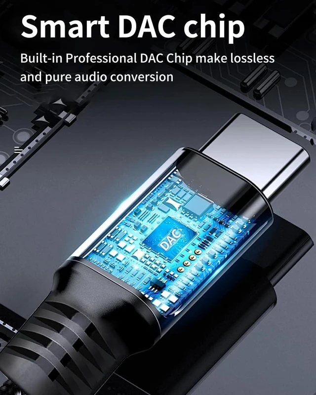 Alt view image 4 of 7 - 3-in-1 USB-C to 3.5mm & Dual Type-C Audio Charger Splitter - Built-in Hi-Res DAC, 60W PD Fast Charging Dongle, for Type-C Devices, Gray