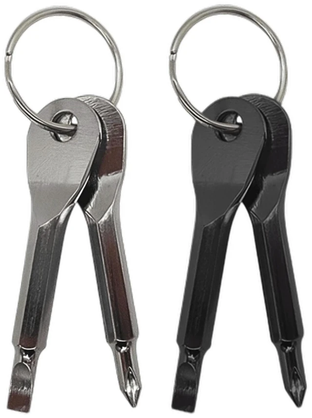 Main image of EDC Keychain Screwdriver Set - Mini Phillips & Flat Head Pocket Repair Tool, for PC DIY & Electronics, 2-Pack (2 Colors)