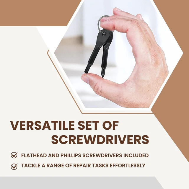 Alt view image 3 of 7 - EDC Keychain Screwdriver Set - Mini Phillips & Flat Head Pocket Repair Tool, for PC DIY & Electronics, 2-Pack (2 Colors)
