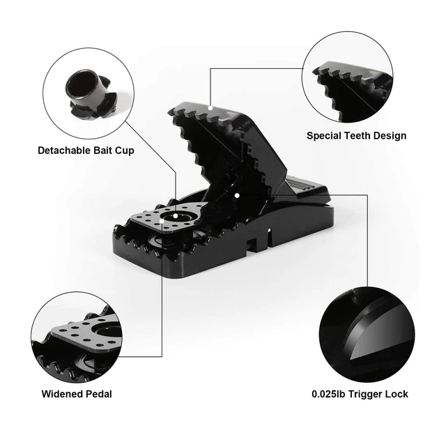 Alt view image 2 of 7 - 4 Pack Mouse Traps Indoor for Home,Mice Traps for House,Reusable Mouse Trap That Work,Small Mice Catchers for Home Indoor, Quick Set Mousetraps Effective