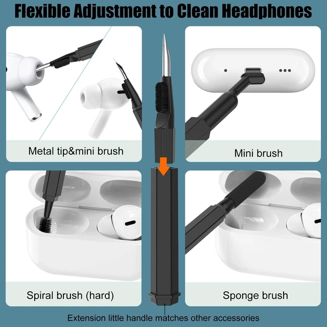 Alt view image 2 of 7 - 20-in-1 Electronic Cleaning Kit - Mechanical Keyboard Brush & Earbud Cleaning Pen, Screen Wiper Multi-Tool for PC/Laptop/Camera, Black