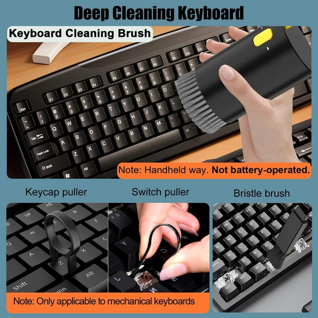 Alt view image 3 of 7 - 20-in-1 Electronic Cleaning Kit - Mechanical Keyboard Brush & Earbud Cleaning Pen, Screen Wiper Multi-Tool for PC/Laptop/Camera, Black