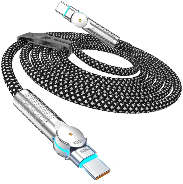 Main image of USB-C to USB-C Cable - 240W PD 3.1 Fast Charging, 180° Rotating Connector, Nylon Braided, 10 FT (3m), Black