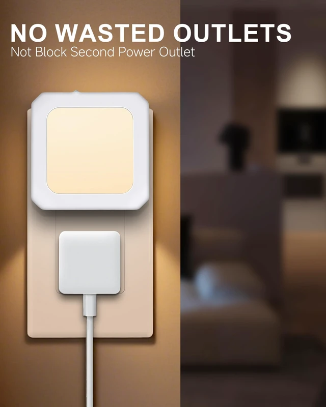 Alt view image 3 of 7 - LED Plug-in Night Light - Dusk-to-Dawn Photocell Sensor, Dimmable Brightness, 3000K Warm White, Outlet-Friendly, 2-Pack