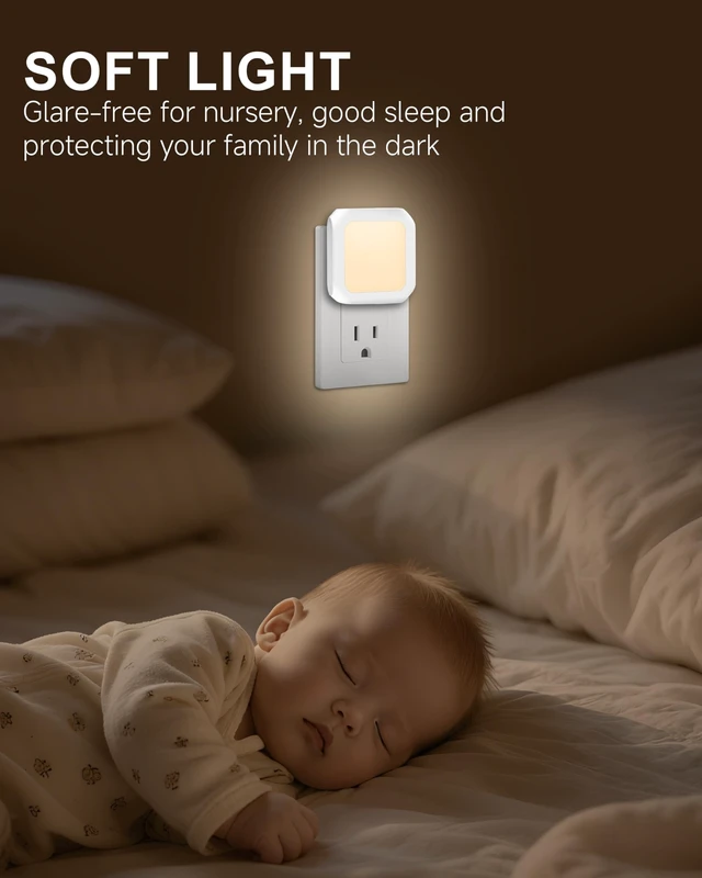 Alt view image 6 of 7 - LED Plug-in Night Light - Dusk-to-Dawn Photocell Sensor, Dimmable Brightness, 3000K Warm White, Outlet-Friendly, 2-Pack
