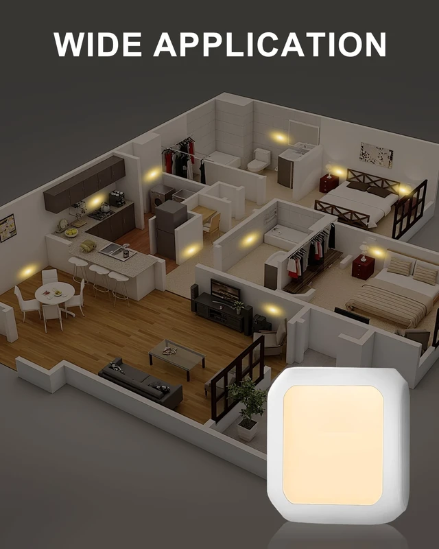 Alt view image 7 of 7 - LED Plug-in Night Light - Dusk-to-Dawn Photocell Sensor, Dimmable Brightness, 3000K Warm White, Outlet-Friendly, 2-Pack