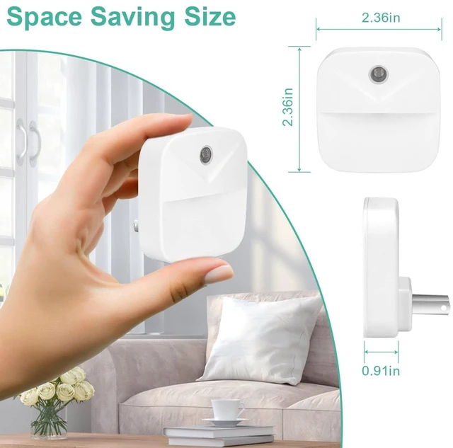Alt view image 3 of 7 - LED Plug-in Night Light - Automated Dusk-to-Dawn Photocell Sensor, 3000K Warm White, Outlet-Friendly Design, 4-Pack