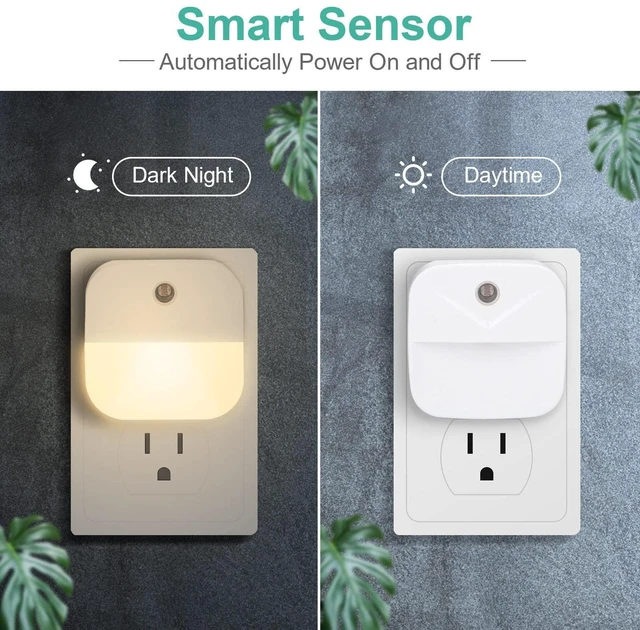 Alt view image 4 of 7 - LED Plug-in Night Light - Automated Dusk-to-Dawn Photocell Sensor, 3000K Warm White, Outlet-Friendly Design, 4-Pack