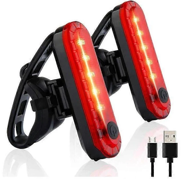 Main image of Rechargeable Bike Tail Light Rear Bicycle Lamp USB Power Waterproof 240 Degree Daytime Visible High Visibility Safety Warning Equipment For Mountain Road Cycling Night Riding Red 2 Pack