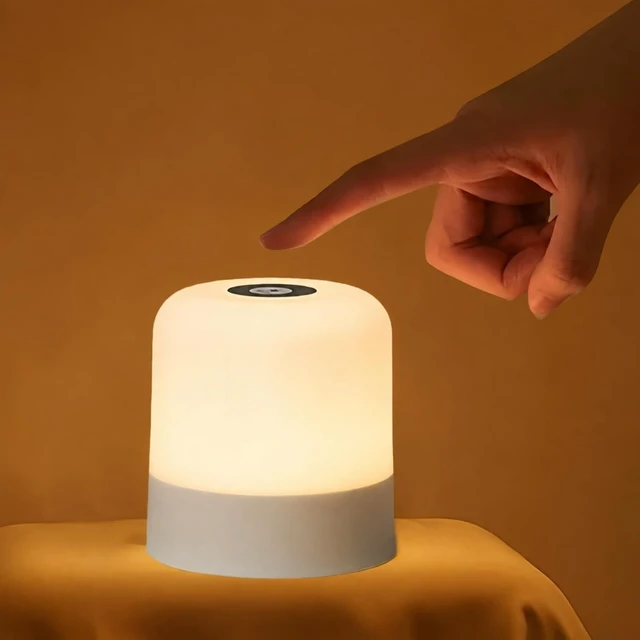 Main image of Portable Touch LED Night Light - 2400mAh Rechargeable Ambient Lamp, 3 Color Temperatures, Stepless Dimmable, Minimalist Egg Shape