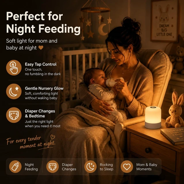 Alt view image 3 of 7 - Portable Touch LED Night Light - 2400mAh Rechargeable Ambient Lamp, 3 Color Temperatures, Stepless Dimmable, Minimalist Egg Shape