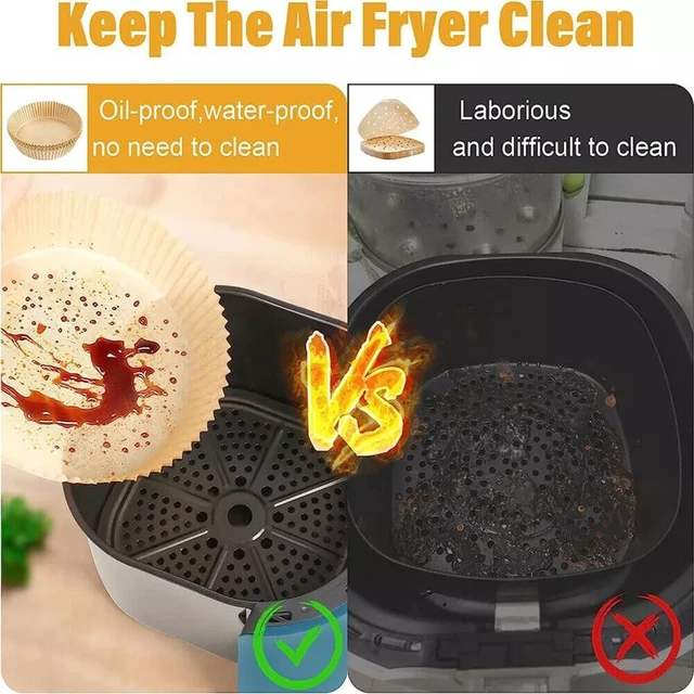 Alt view image 5 of 6 - Air Fryer Disposable Paper Liners - Non-Stick Oil-Proof Parchment, Heat Resistant up to 428°F, Easy Cleanup, 6.3-Inch, 100-Pack