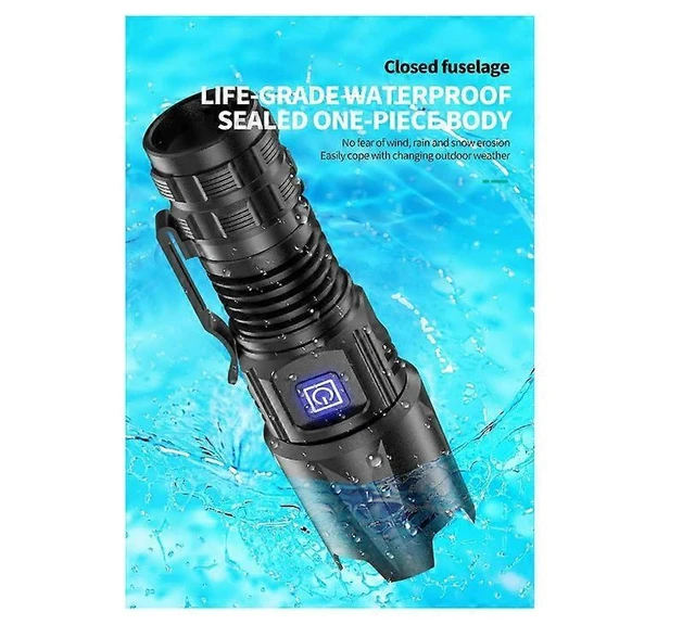 Alt view image 5 of 5 - High-Power Tactical LED Flashlight - XHP50 Quad-Core Emitter, 5000 Lumens, Type-C Rechargeable, Zoomable EDC Torch, Black