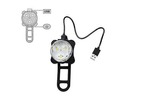 Alt view image 4 of 5 - Rechargeable Bike Light Set Bicycle Lamp USB Power Super Bright Waterproof 4 Lighting Modes High Visibility Warning Equipment For Outdoor Mountain Cycling Night Riding Front And Back Black