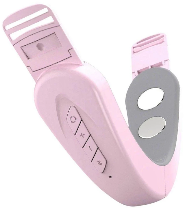 Main image of Ergonomic V-Shape Jawline Compression Strap - Double Chin Reducer & Tech-Neck Support, Breathable Adjustable Fabric, Pink