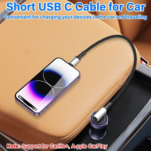 Alt view image 4 of 7 - Short USB-A to USB-C Cable - 90-Degree Right Angle Connectors, 6A Fast Charging & Data Sync, for Power Bank & Car Console, 9.8 Inch (25cm)