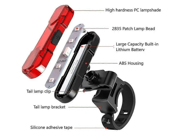Alt view image 2 of 5 - Super Bright Rechargeable Bike Tail Light Rear Bicycle Lamp USB Power 360 Degree Rotation Waterproof 4 Illumination Modes Warning Equipment For Mountain Cycling Night Riding Safety Black 2 Pack