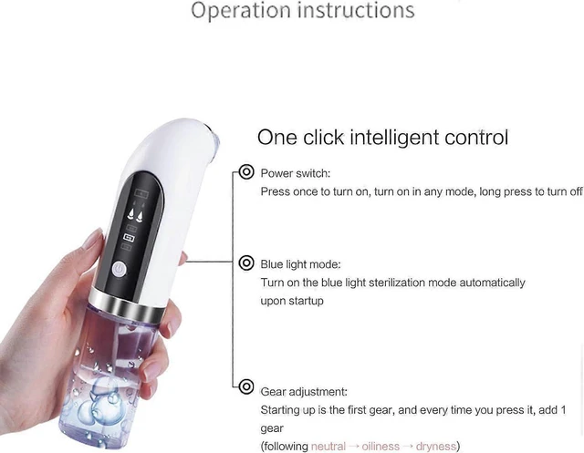 Alt view image 4 of 5 - Super Micro Bubble Blackhead Remover Vacuum Tool Electric Pore Cleanser Acne Comedo Extractor Machine 6 In 1 Device 3 Suction Levels USB Charging For Daily Facial Skin Care Deep Cleaning Spa White