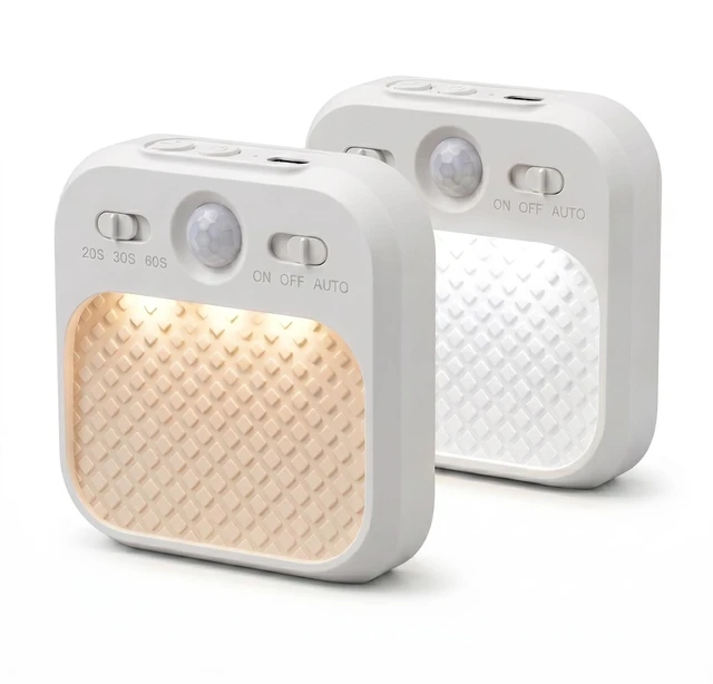 Main image of 2-Pack Magnetic Motion Sensor LED Night Light, USB-C Rechargeable PIR Wall Lamp with Stepless Dimming, 120° Wide Angle Detection, Built-in Magnet Stick-on for Cruise Cabin, Closet, Bedroom