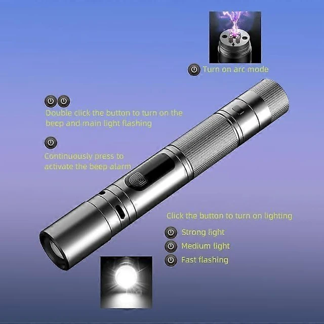 Alt view image 5 of 5 - Ecocleanpath 3-in-1 Rechargeable LED Flashlight with Arc Lighter & 120dB Alarm | Portable Self-Defense Tool for Running, Camping
