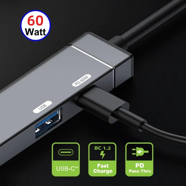 Alt view image 2 of 7 - 3-in-1 USB-C to DisplayPort Adapter Hub, 4K@120Hz (DP 1.4), USB 3.2 Gen 2 10Gbps Data Port, 60W USB-C PD Charging, Aluminum Multiport Dongle for Thunderbolt 4/3, Laptops & PC
