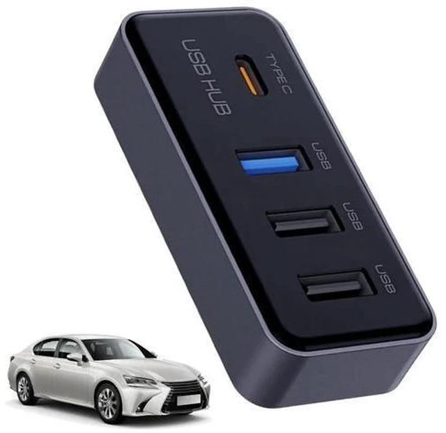 Main image of 4 Ports Glove Box USB Hub Docking Station Multiport Adapter Dongle Power Data Transmission Splitter Extension Connector Copilot Storage Compartment For Tesla Model 3 Model Y Car Accessories