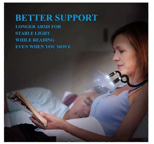 Alt view image 5 of 5 - U Shaped Neck Reading Light Hands Free Wearable Book Lamp 4 LED Bulbs 3 Brightness Settings Modes Portable Compact Personal Illumination Accessory For In Bed Nighttime Book Reading Travel Black