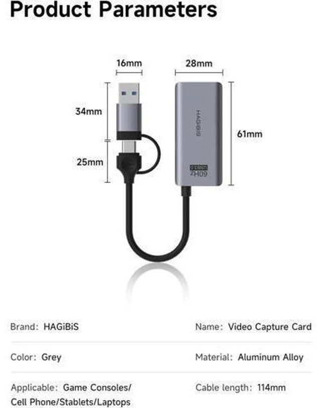 Alt view image 5 of 5 - UHC07P Video Capture Card MS2130 Chip 100W PD Power Delivery HDMI To USB 3 0 And USB C 1080P 60fps Full HD Audio Video Grabber Low Latency Live Record For Gaming Broadcast And Live Streaming