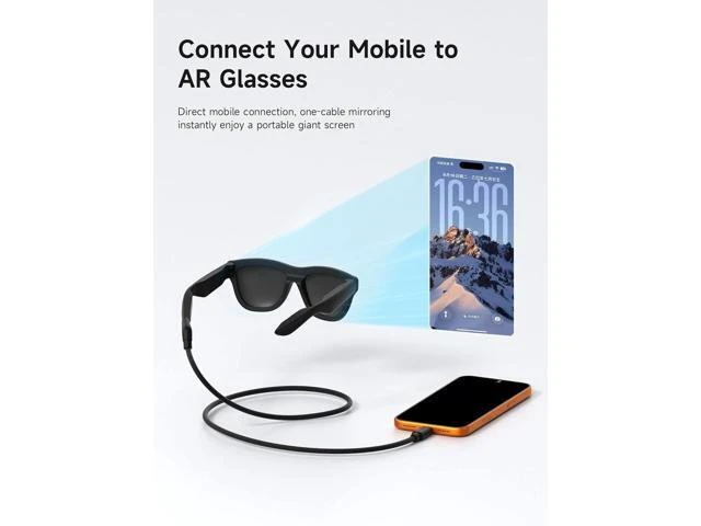 Alt view image 4 of 7 - AR Smart Glasses USB C Cable 10Gbps 4K 60Hz 240W PD Power Supply Data Fast Charging Type C Cord Wedge Joint Ultra Slim Flexible Replacement Wire For Wearable Video Gaming Headset Display 4 9 Feet