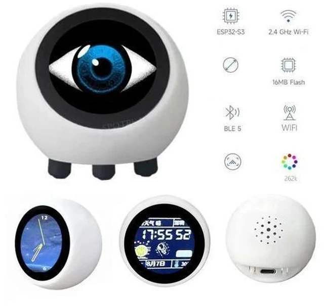 Alt view image 2 of 3 - ESP32-S3 N16R8 AI DeepSeek XiaoZhi AI Interactive AI Voice Chat Robot Development Board 1 28 Inch LCD Screen Display Wireless Module Smart Astronaut Clock For Home Office Tabletop Desktop Ornament
