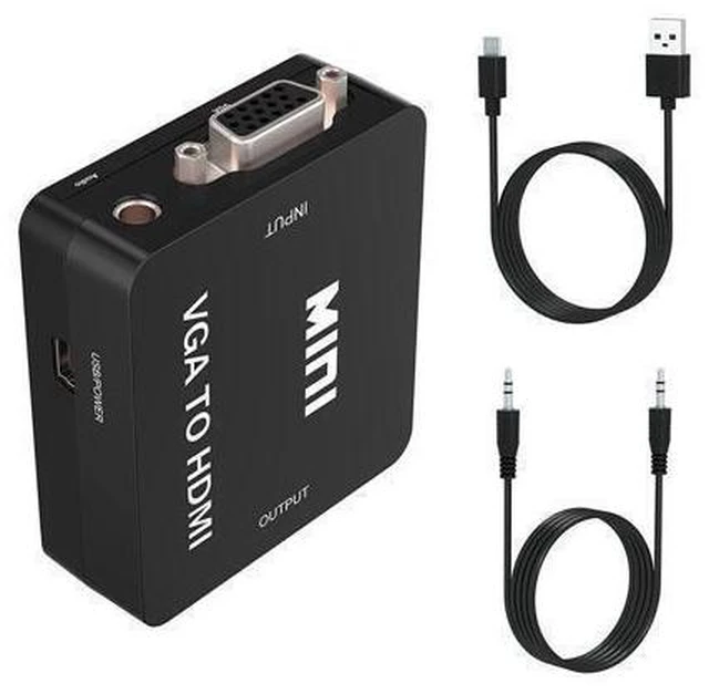 Alt view image 3 of 7 - VGA To HDMI Female To Female Adapter Cable Video Converter Cord With USB Power Connector And 3 5mm Stereo Audio Port Support High Definition HDTV For PC Laptop Desktop Mac Monitor Projector Black