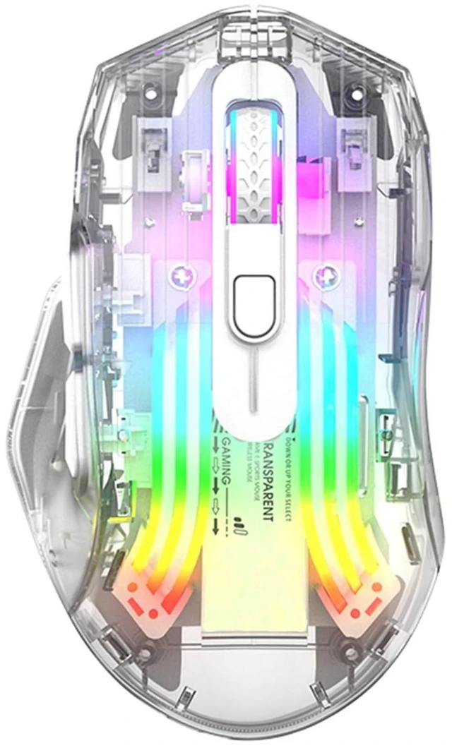 Main image of Wireless Gaming Mouse Transparent Crystal Shell Tri Mode Connection USB Wired 2 4G Wireless Bluetooth Silent Click Buttons RGB Backlit Lighting For PC Laptop Desktop Gaming Office Work White