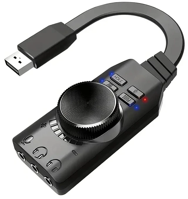 Main image of Portable USB Sound Card Virtual 7 1 Channel Surround Audio External USB Audio Adapter Dongle Converter With PUBG Sound Effects Driver Free Plug And Play For PC Laptop PS4 PS5 Mac Gaming Headset