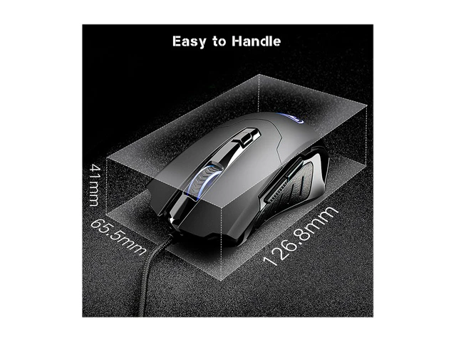 Alt view image 5 of 6 - Wired Gaming Mouse, Ergonomic Optical USB Computer Mouse with 4 Adjustable DPI (1200-3200), 7-Color RGB Breathing Backlight & 6 Responsive Buttons for PC, Laptop, Desktop Gamer, Black