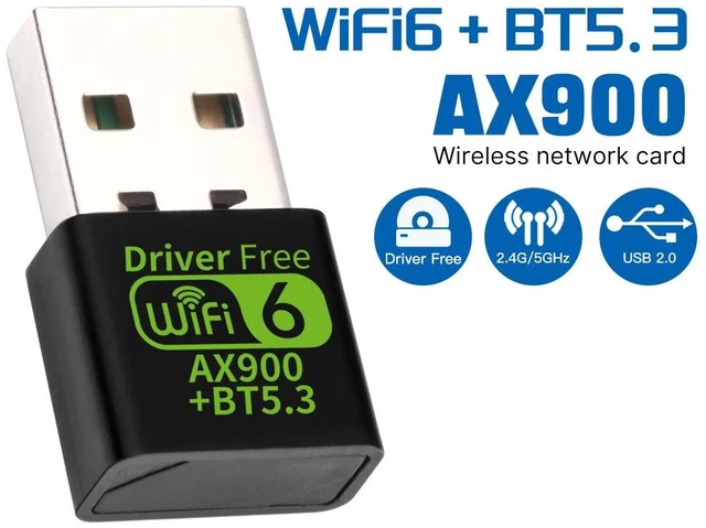 Main image of AX900 USB WiFi 6 Adapter External Wireless Network Card Dongle With Bluetooth 5 3 Dual Band 2 4GHz 5GHz Up To 900Mbps High Speed IEEE 802 11ax Receiver For Laptop Desktop PC Windows 11 10 OS