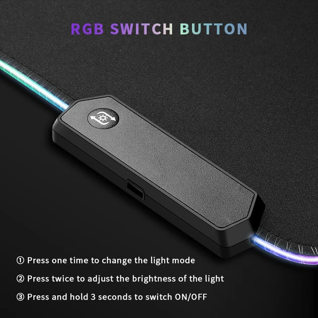 Alt view image 2 of 6 - RGB Gaming Mouse Pad, Extended Large LED Desk Mat (31.5" x 12" x 4mm), 14 Lighting Modes with Power-Off Memory, Waterproof Micro-Textured Cloth & Anti-Slip Rubber Base for PC & Keyboard