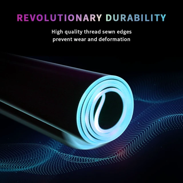 Alt view image 3 of 6 - RGB Gaming Mouse Pad, Extended Large LED Desk Mat (31.5" x 12" x 4mm), 14 Lighting Modes with Power-Off Memory, Waterproof Micro-Textured Cloth & Anti-Slip Rubber Base for PC & Keyboard