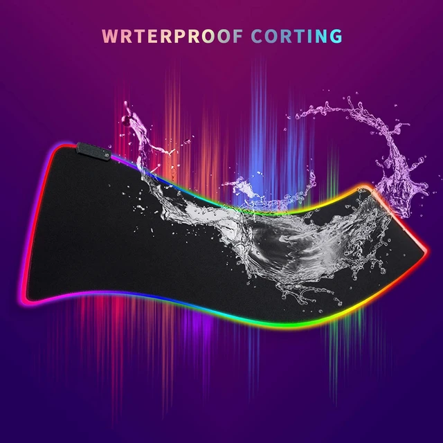 Alt view image 4 of 6 - RGB Gaming Mouse Pad, Extended Large LED Desk Mat (31.5" x 12" x 4mm), 14 Lighting Modes with Power-Off Memory, Waterproof Micro-Textured Cloth & Anti-Slip Rubber Base for PC & Keyboard