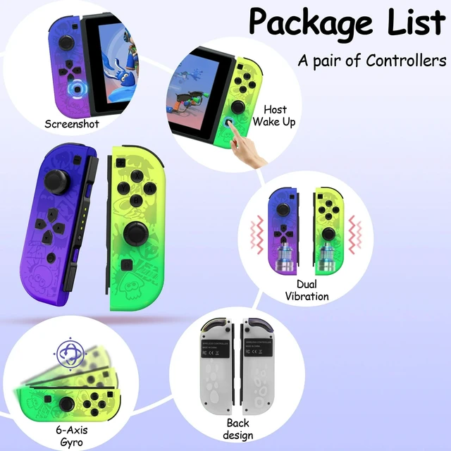 Alt view image 5 of 7 - Wireless Game Controller for Switch / OLED / Lite Consoles, Bluetooth Pro Gamepad with 6-Axis Gyro Motion, Adjustable Dual Vibration, One-Key Wake-Up, Turbo & 600mAh Battery