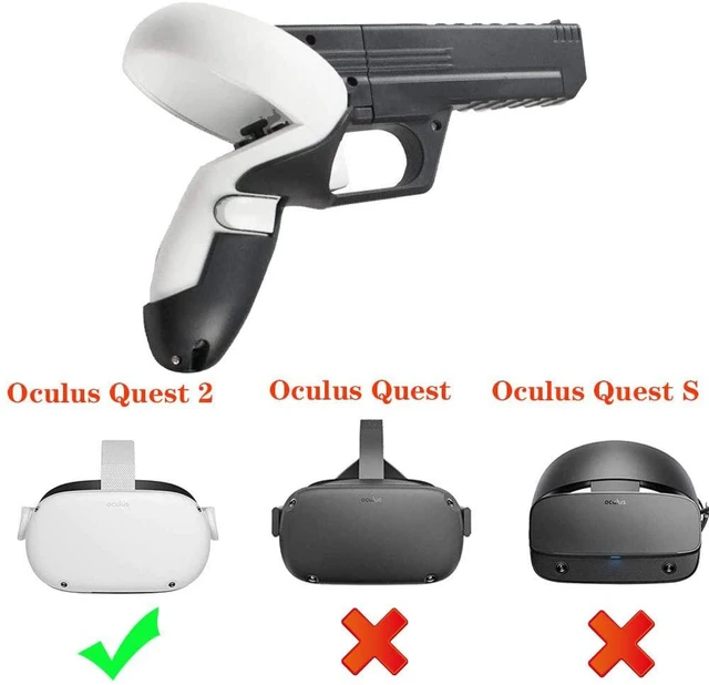 Alt view image 2 of 7 - 2-Pack VR Pistol Grips for Quest 2 Controllers, Handgun Gunstock Attachments with Sensor Tracking Clearance & Secure Snap-On Lock for FPS Shooting Games, Matte Black
