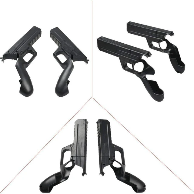 Alt view image 6 of 7 - 2-Pack VR Pistol Grips for Quest 2 Controllers, Handgun Gunstock Attachments with Sensor Tracking Clearance & Secure Snap-On Lock for FPS Shooting Games, Matte Black