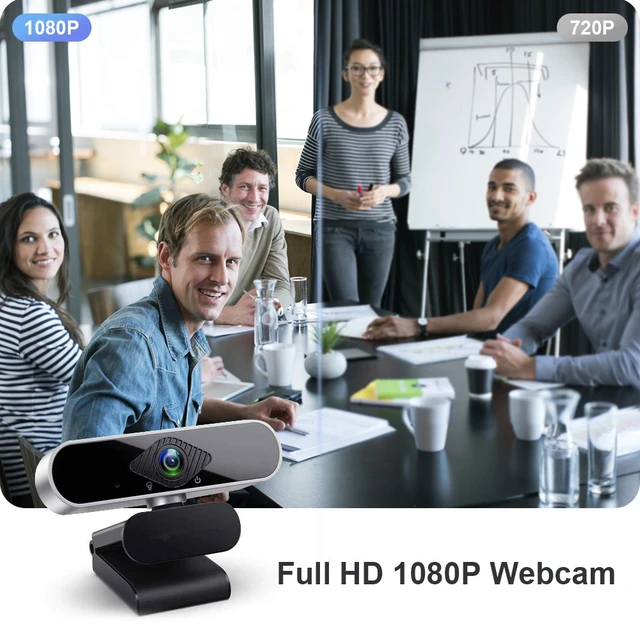 Alt view image 2 of 6 - Full HD 1080P USB Webcam with Noise-Canceling Microphone, 360-Degree Rotating Streaming Camera with 90° Wide Angle, Auto Low-Light Correction for PC, Laptop, Mac & Linux